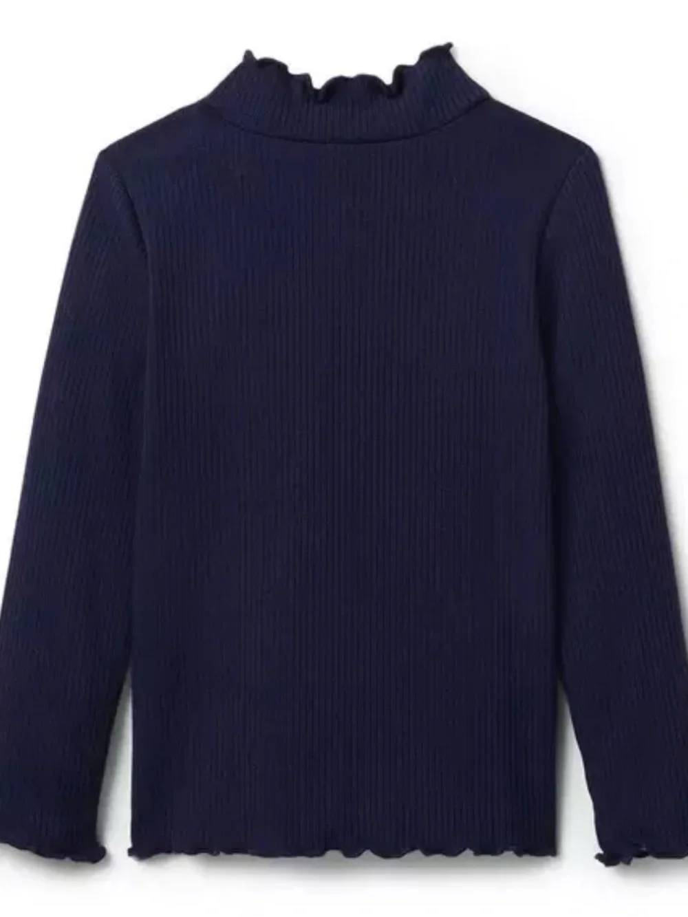 Janie and Jack Girls' Merchant Marine Navy Ruffle Trim Mock Neck Long Sleeve Sz8